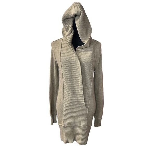 VINCE Brown Alpaca Cashmere blend Hooded long sleeves Sweater Dress Medium - Picture 1 of 14